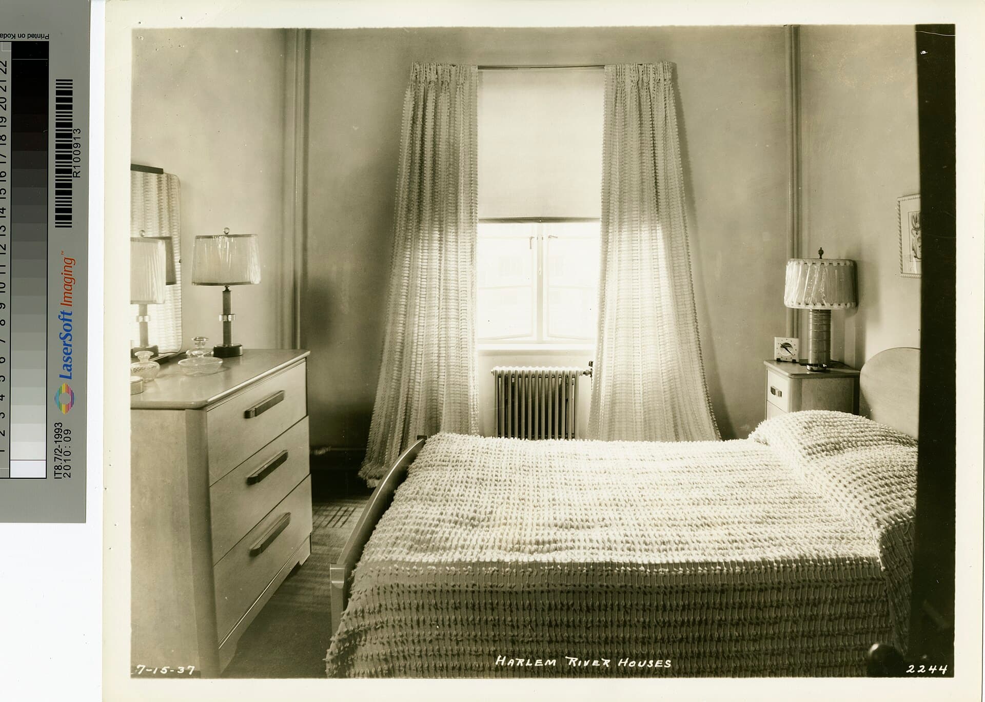 A furnished bedroom at the Harlem River Houses, 1937